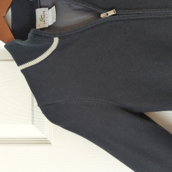 Lacoste Sport Lightweight Knit Full Zip Mock Neck Lined Golf Jacket Black 36 S - Picture 6 of 11